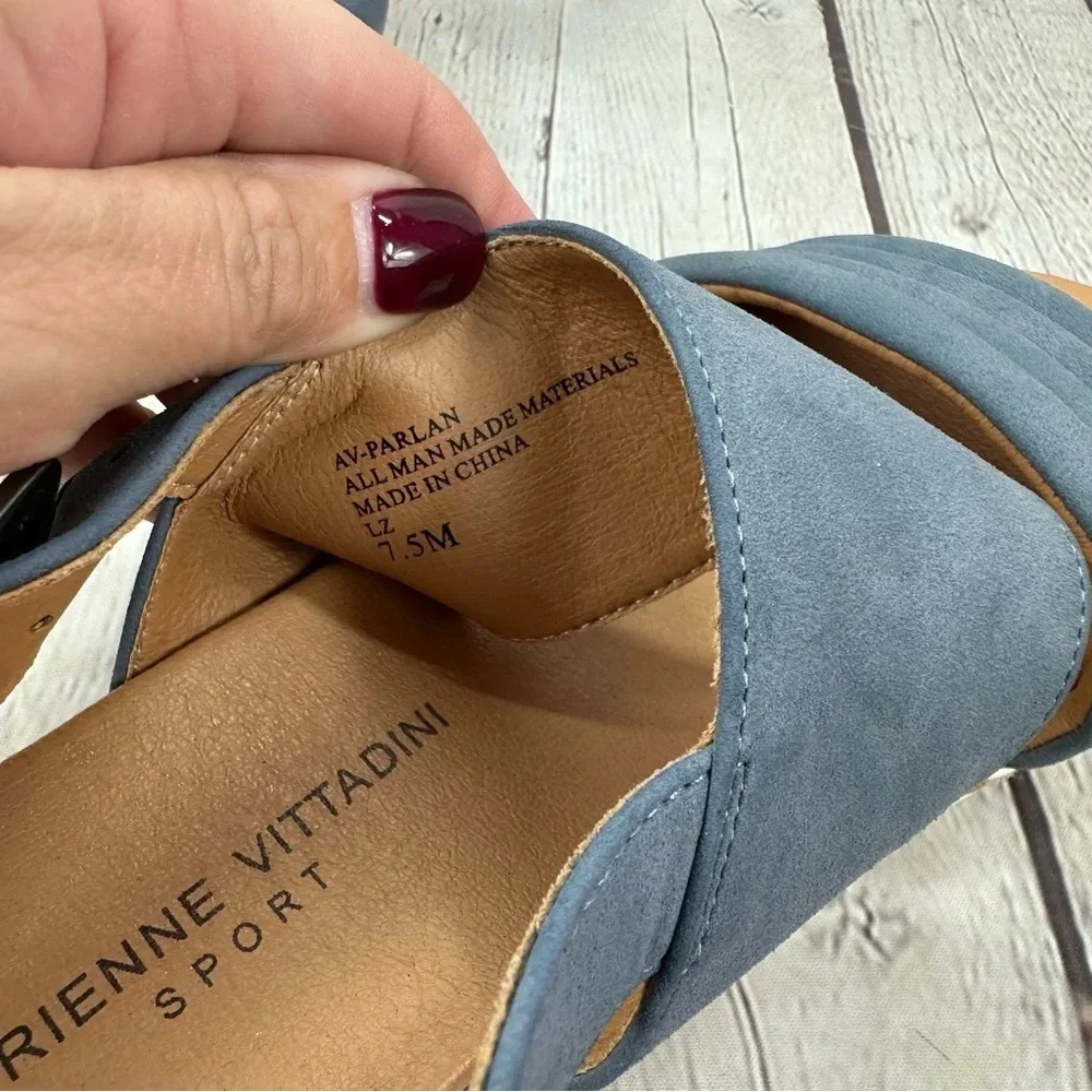 adrienne vittadini sport wedge sandals steel grey color size 7.5